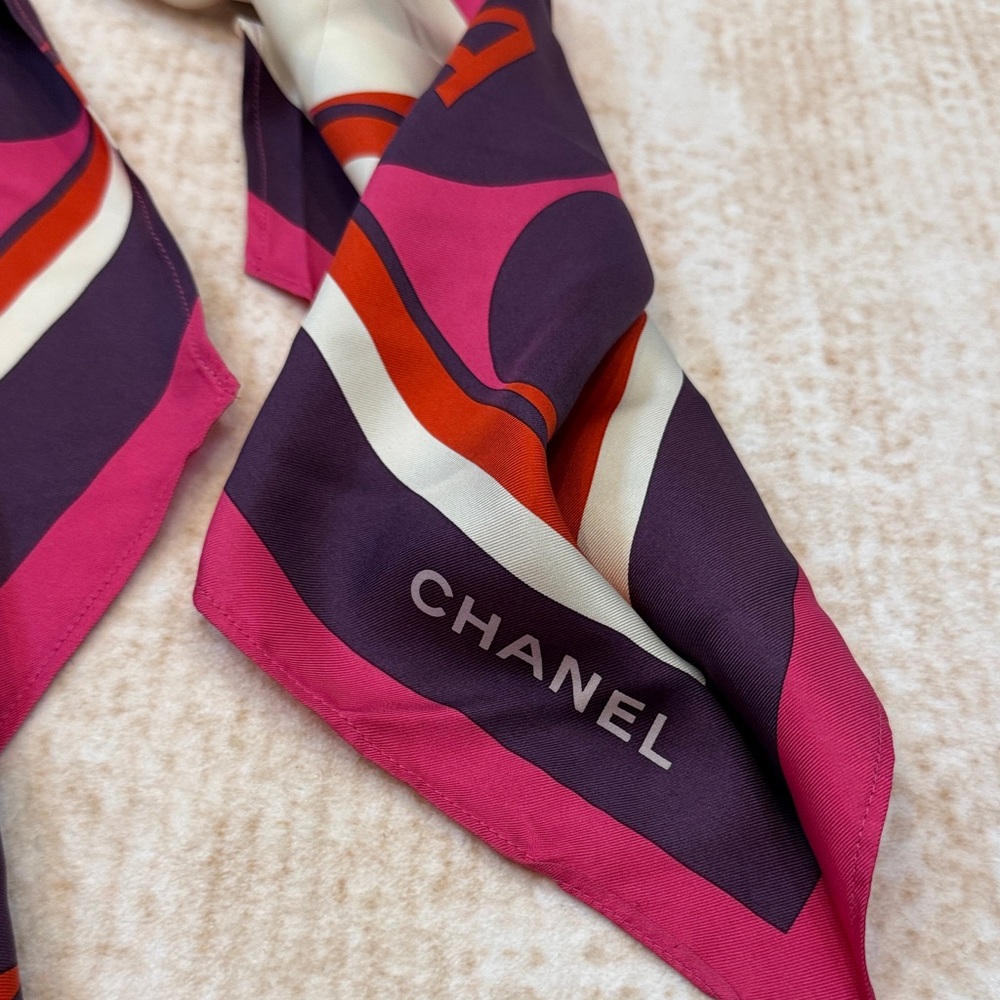 CHANEL Large Silk Logo Scarf